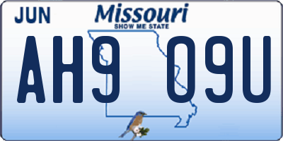MO license plate AH9O9U