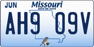 MO license plate AH9O9V