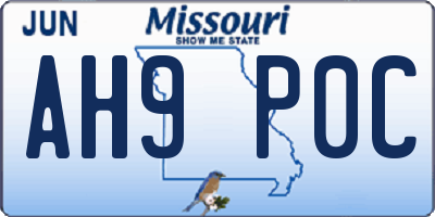MO license plate AH9P0C
