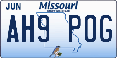 MO license plate AH9P0G