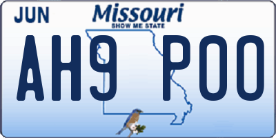 MO license plate AH9P0O