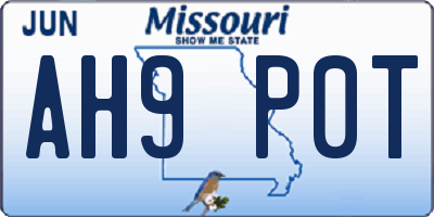 MO license plate AH9P0T