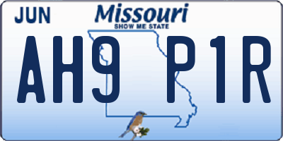 MO license plate AH9P1R