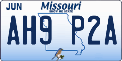 MO license plate AH9P2A