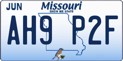 MO license plate AH9P2F