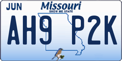 MO license plate AH9P2K