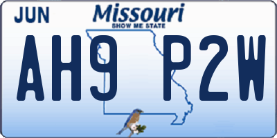 MO license plate AH9P2W
