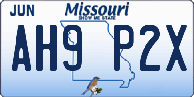 MO license plate AH9P2X