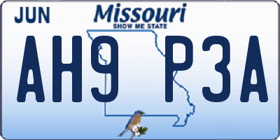 MO license plate AH9P3A