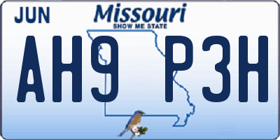 MO license plate AH9P3H