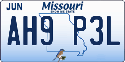 MO license plate AH9P3L