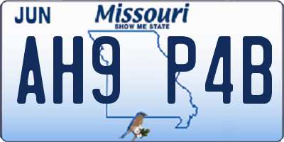 MO license plate AH9P4B
