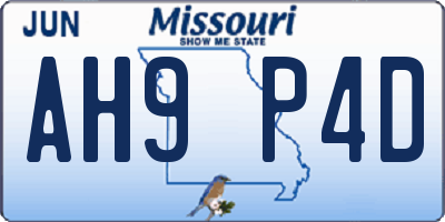MO license plate AH9P4D