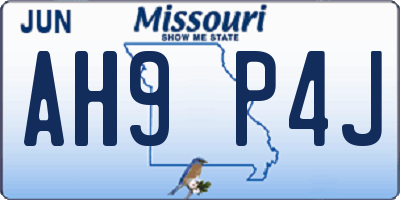 MO license plate AH9P4J