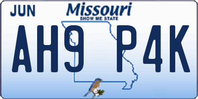 MO license plate AH9P4K