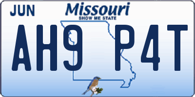 MO license plate AH9P4T