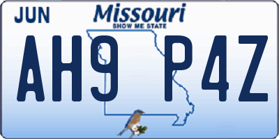 MO license plate AH9P4Z