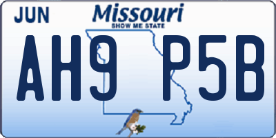 MO license plate AH9P5B