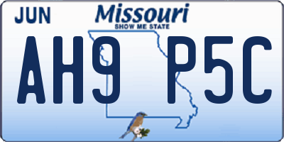 MO license plate AH9P5C