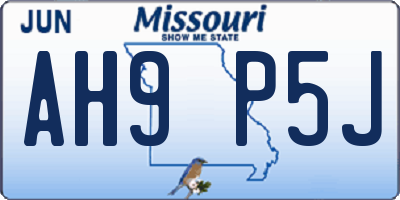 MO license plate AH9P5J