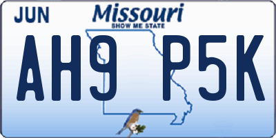 MO license plate AH9P5K