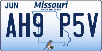 MO license plate AH9P5V