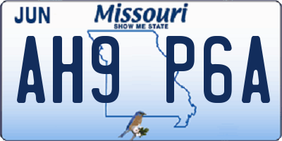 MO license plate AH9P6A