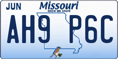 MO license plate AH9P6C