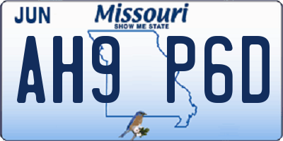 MO license plate AH9P6D