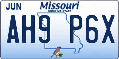 MO license plate AH9P6X