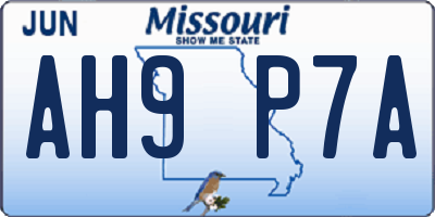 MO license plate AH9P7A