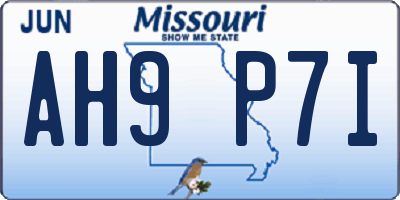 MO license plate AH9P7I