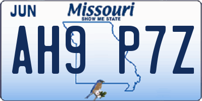 MO license plate AH9P7Z