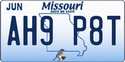 MO license plate AH9P8T