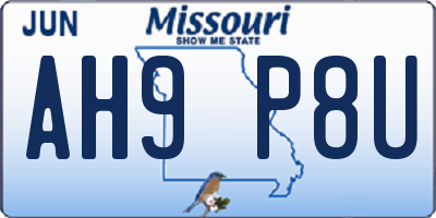 MO license plate AH9P8U