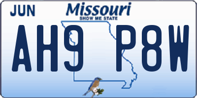 MO license plate AH9P8W