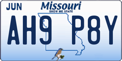 MO license plate AH9P8Y