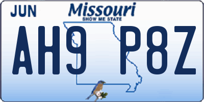 MO license plate AH9P8Z
