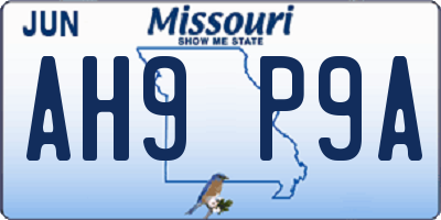 MO license plate AH9P9A