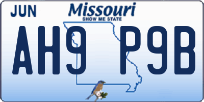 MO license plate AH9P9B