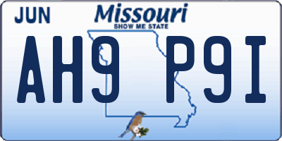 MO license plate AH9P9I