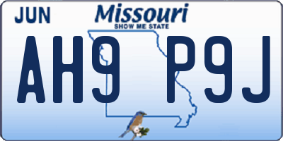 MO license plate AH9P9J