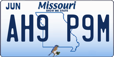 MO license plate AH9P9M