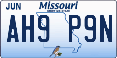 MO license plate AH9P9N