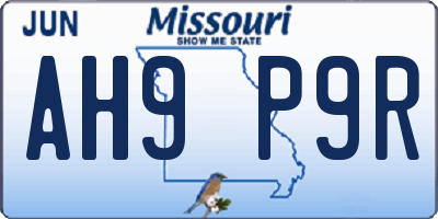 MO license plate AH9P9R