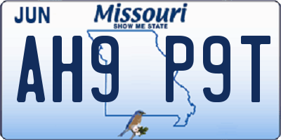 MO license plate AH9P9T