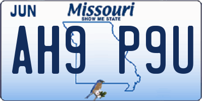 MO license plate AH9P9U