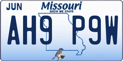 MO license plate AH9P9W