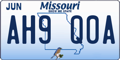 MO license plate AH9Q0A