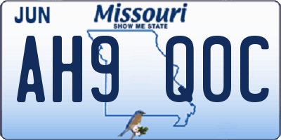 MO license plate AH9Q0C